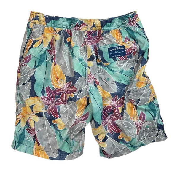 SH674 Mens Tommy Bahama Floral Hawaiian Lined Beach Swim Trunks M - Picture 6 of 8